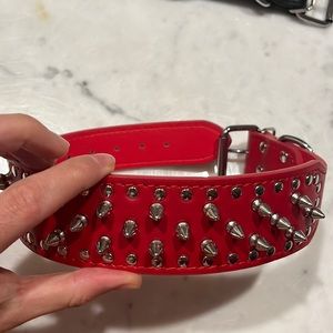 Red with studs dog collar size medium/ large